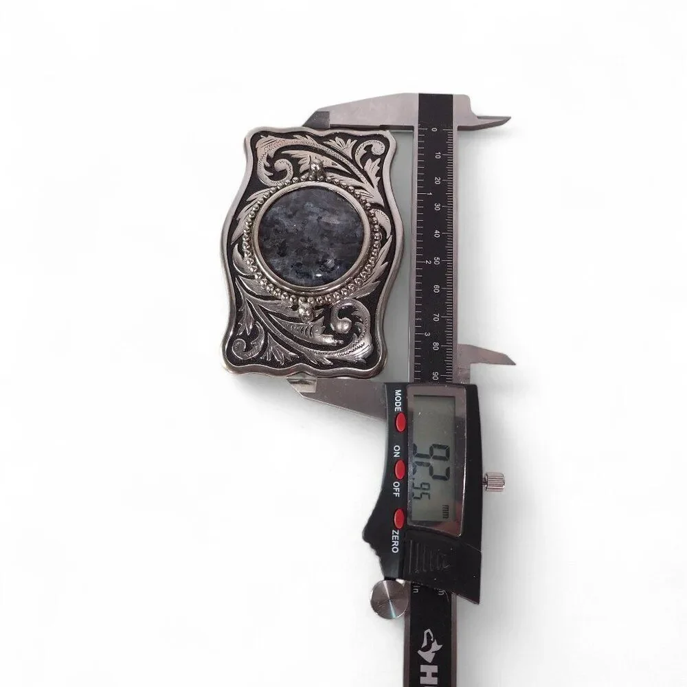 Vintage Unbranded Silver /‎ Blue Stone Agate Western Belt Buckle OS